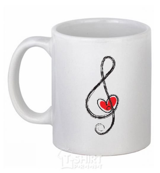 Ceramic mug TREBLE CLEF White фото