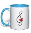 Mug with a colored handle TREBLE CLEF sky-blue фото