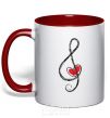 Mug with a colored handle TREBLE CLEF red фото