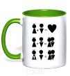 Mug with a colored handle FAMILY kelly-green фото