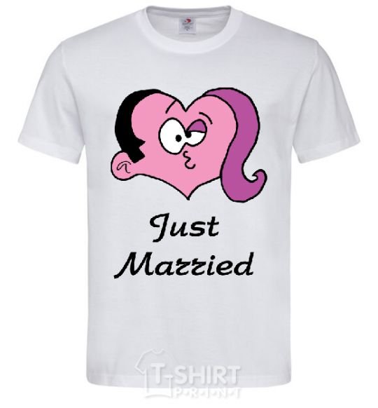 Men's T-Shirt JUST MARRIED PINK White фото