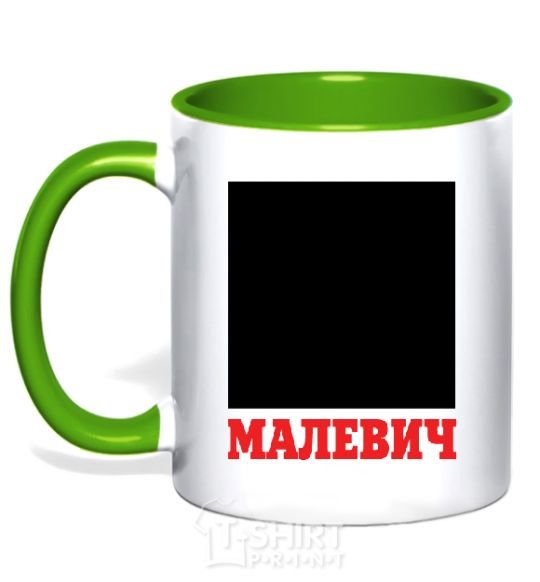 Mug with a colored handle MALEVICH kelly-green фото