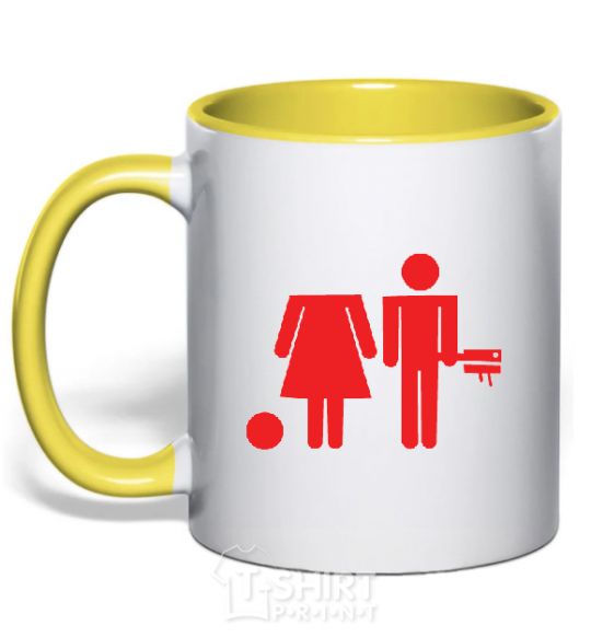 Mug with a colored handle BAD GIRL Without had yellow фото