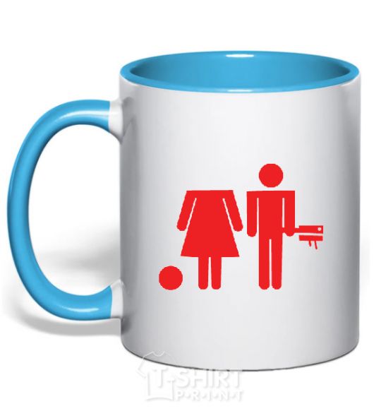 Mug with a colored handle BAD GIRL Without had sky-blue фото