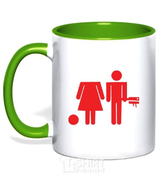 Mug with a colored handle BAD GIRL Without had kelly-green фото