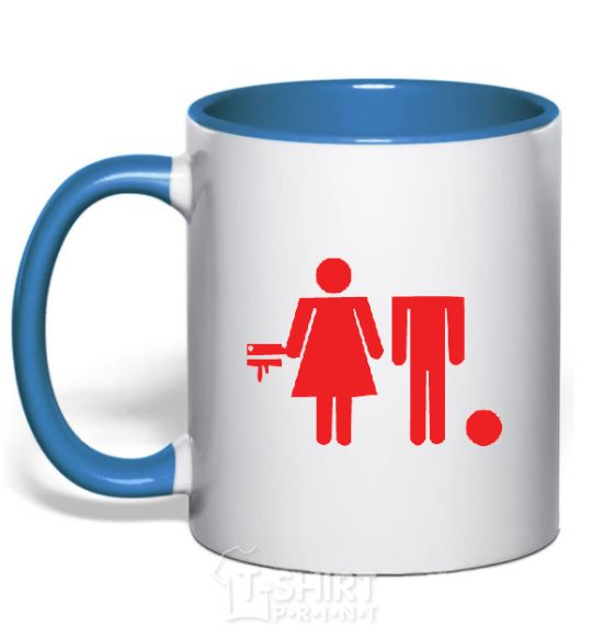 Mug with a colored handle Bad boy and good Girl royal-blue фото