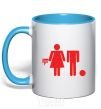 Mug with a colored handle Bad boy and good Girl sky-blue фото