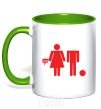 Mug with a colored handle Bad boy and good Girl kelly-green фото