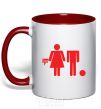 Mug with a colored handle Bad boy and good Girl red фото