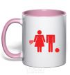 Mug with a colored handle Bad boy and good Girl light-pink фото
