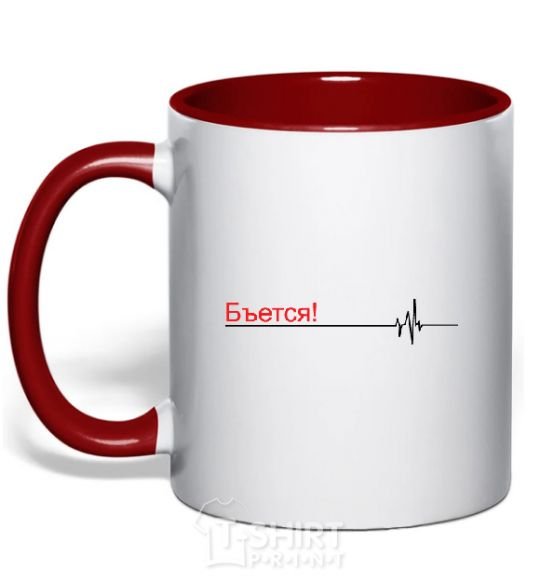 Mug with a colored handle BOTH! red фото