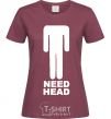 Women's T-shirt NEED HEAD burgundy фото