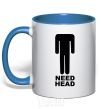 Mug with a colored handle NEED HEAD royal-blue фото