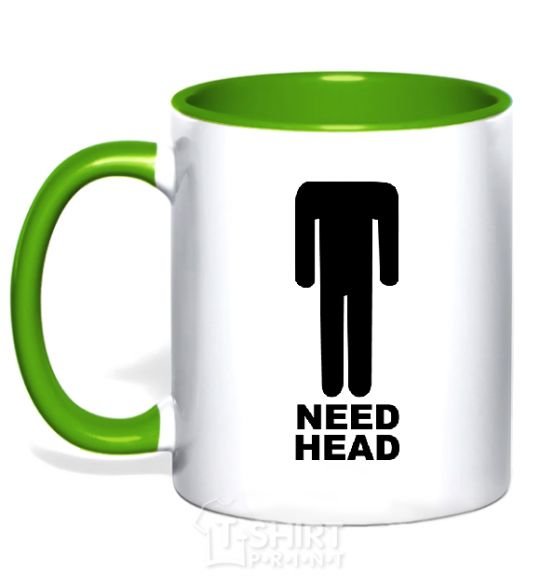 Mug with a colored handle NEED HEAD kelly-green фото