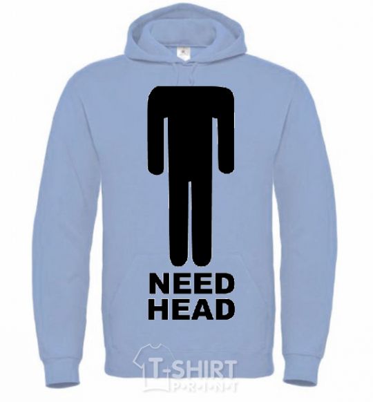 Men`s hoodie NEED HEAD sky-blue фото