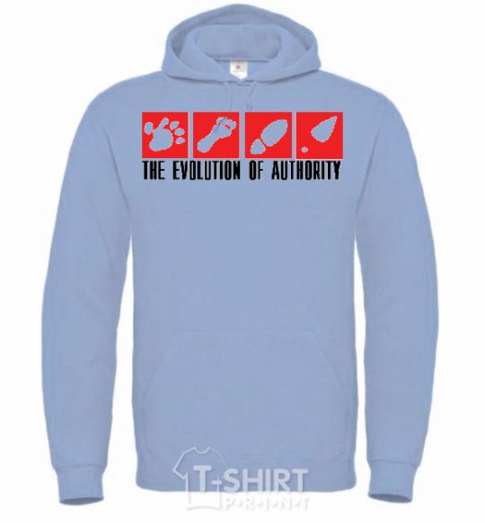 Men`s hoodie The evolution of authority sky-blue фото