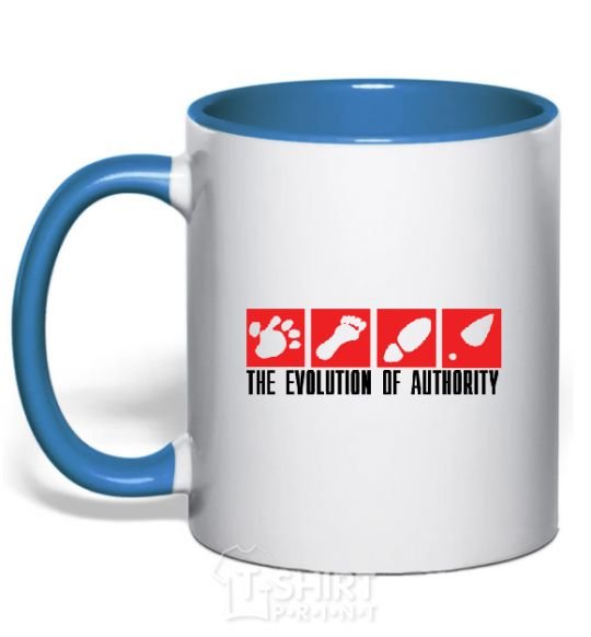 Чашка с цветной ручкой The evolution of authority Ярко-синий фото