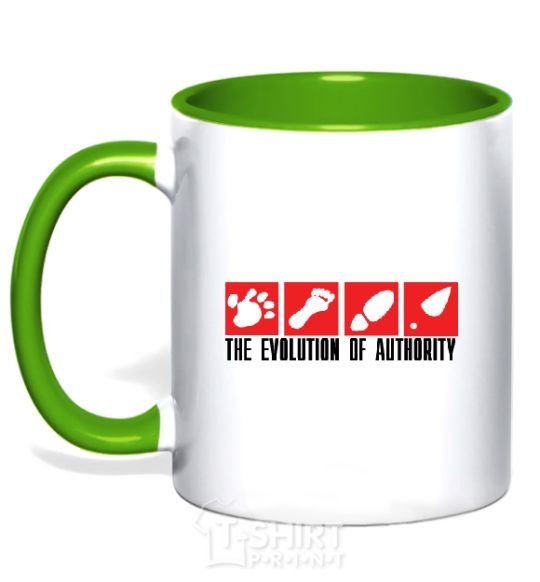 Чашка с цветной ручкой The evolution of authority Зеленый фото