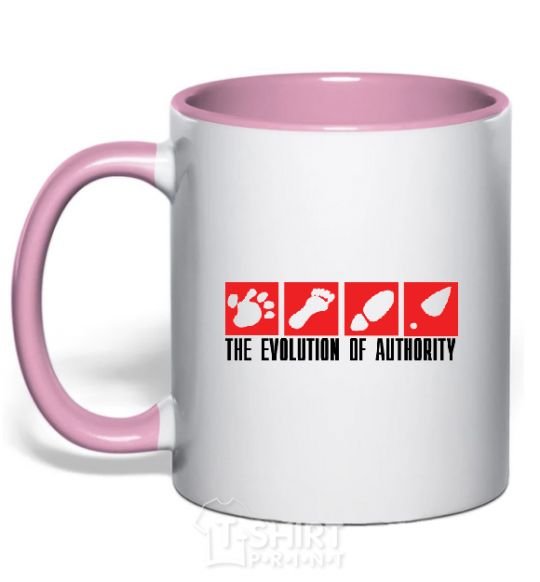 Mug with a colored handle The evolution of authority light-pink фото