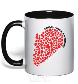 Mug with a colored handle FAMILY IS THE MOST IMPORTANT THING IN LIFE! Part 1 black фото