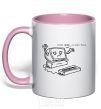 Mug with a colored handle STAY HERE I LOVE YOU light-pink фото