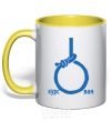 Mug with a colored handle COURSE yellow фото