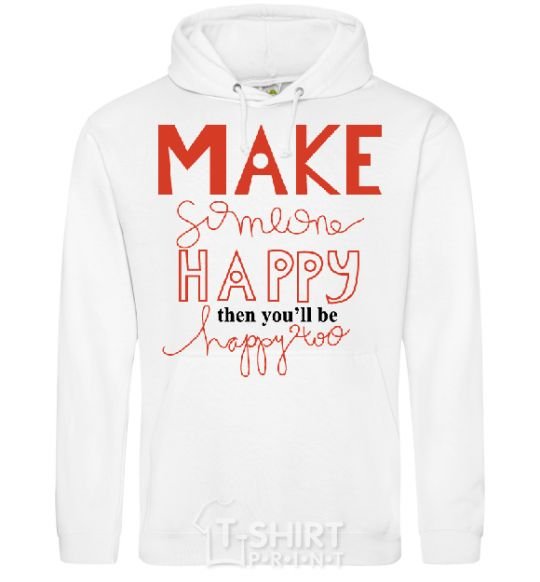 Men`s hoodie MAKE SOMEONE HAPPY White фото