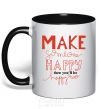 Mug with a colored handle MAKE SOMEONE HAPPY black фото