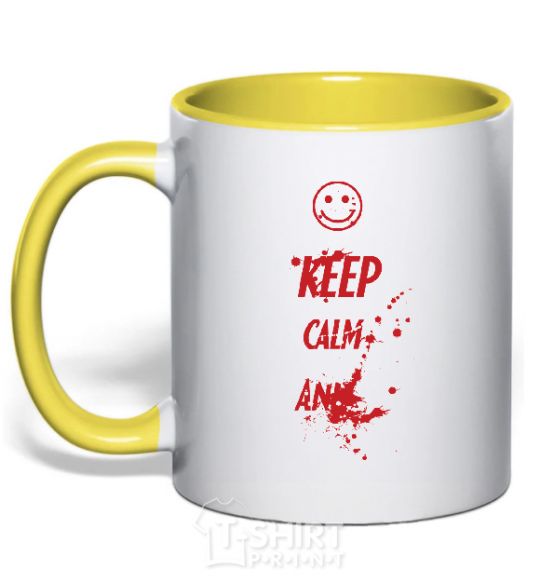 Mug with a colored handle KEEP-CALM-AND... yellow фото