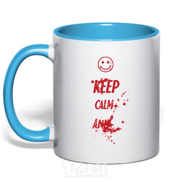 Mug with a colored handle KEEP-CALM-AND... sky-blue фото