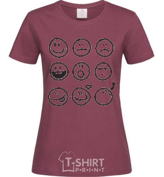 Women's T-shirt SMILES burgundy фото