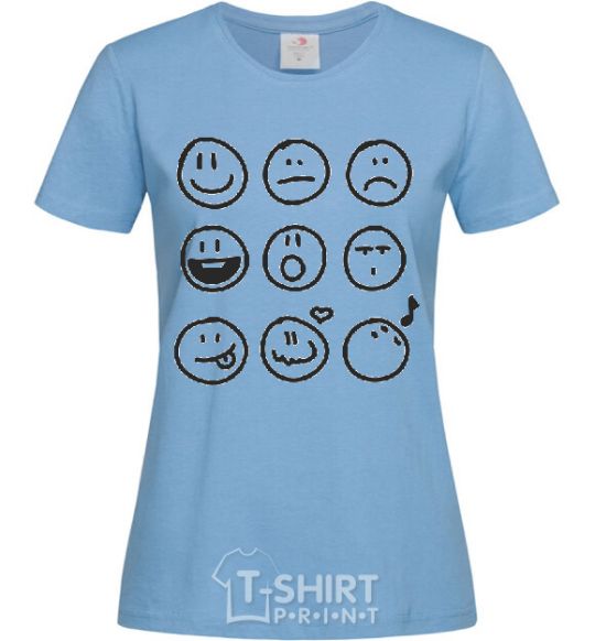 Women's T-shirt SMILES sky-blue фото