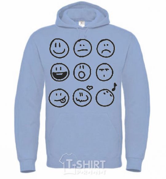 Men`s hoodie SMILES sky-blue фото
