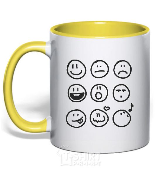 Mug with a colored handle SMILES yellow фото