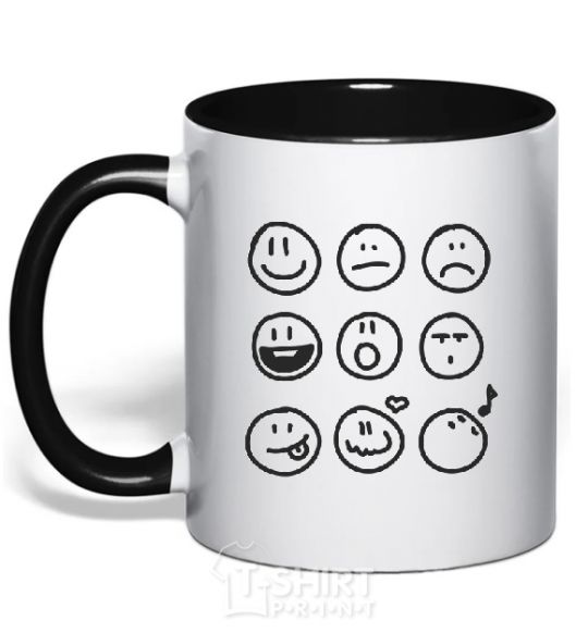Mug with a colored handle SMILES black фото