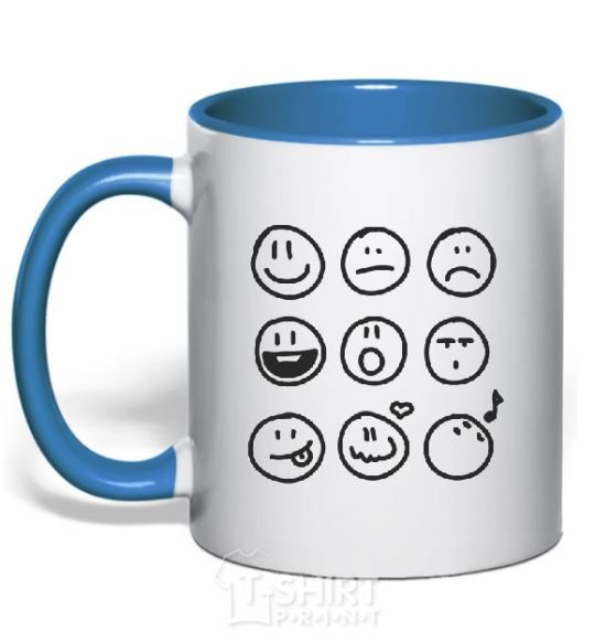 Mug with a colored handle SMILES royal-blue фото