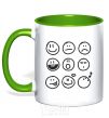 Mug with a colored handle SMILES kelly-green фото