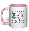 Mug with a colored handle SMILES light-pink фото
