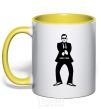 Mug with a colored handle GANGNAM yellow фото