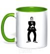 Mug with a colored handle GANGNAM kelly-green фото