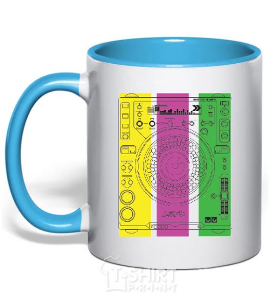 Mug with a colored handle DJ TABLE sky-blue фото