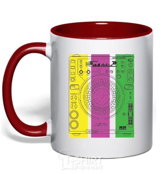 Mug with a colored handle DJ TABLE red фото
