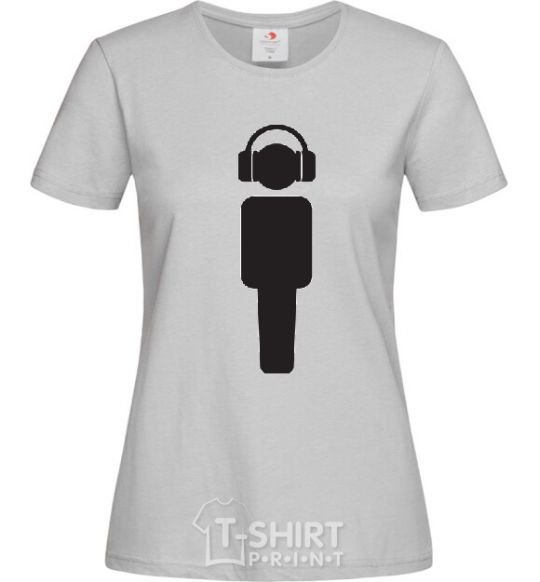 Женская футболка DJ в наушниках Серый фото