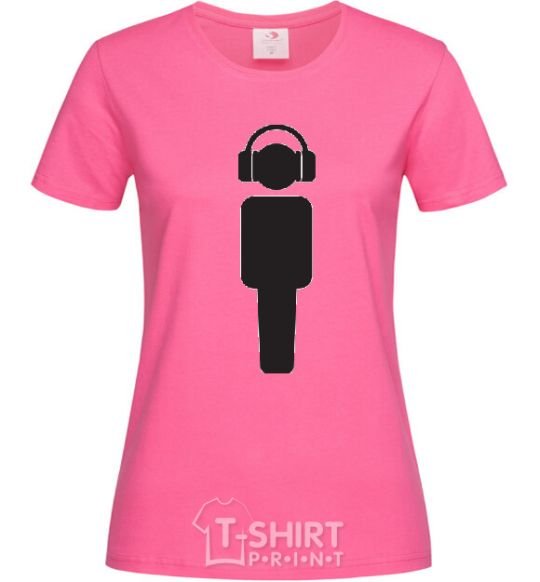 Женская футболка DJ в наушниках Ярко-розовый фото