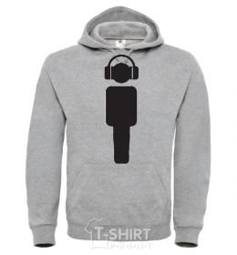 Men`s hoodie DJ in headphones sport-grey фото