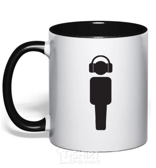 Mug with a colored handle DJ in headphones black фото