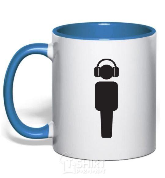 Mug with a colored handle DJ in headphones royal-blue фото