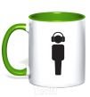 Mug with a colored handle DJ in headphones kelly-green фото