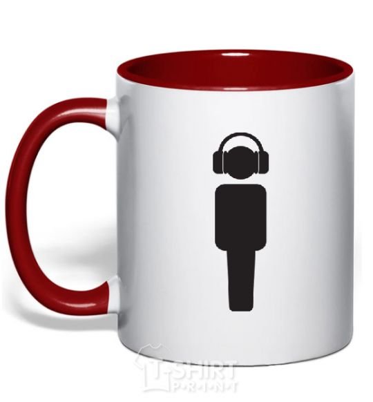 Mug with a colored handle DJ in headphones red фото