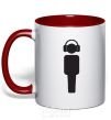 Mug with a colored handle DJ in headphones red фото